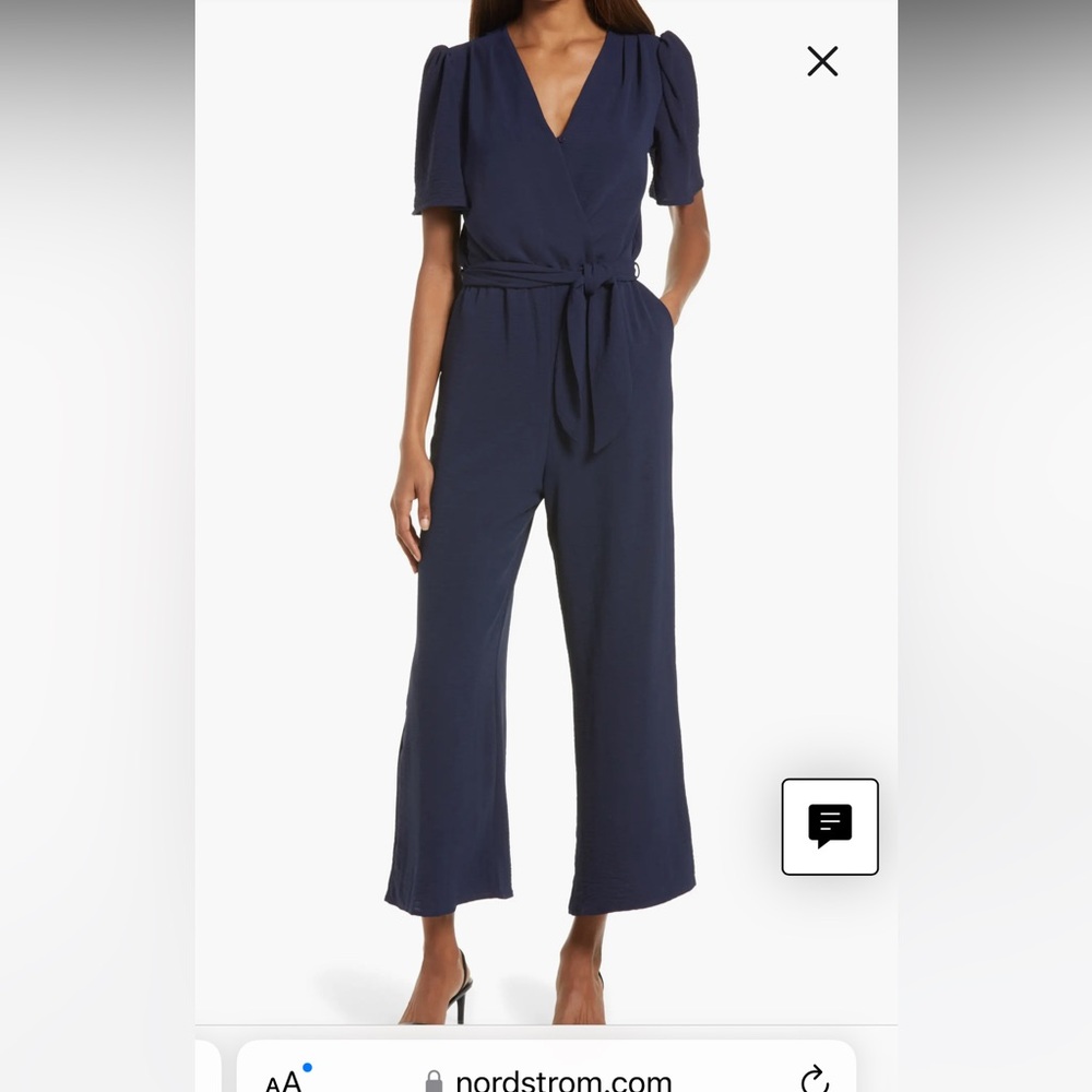 Tie front wide leg jumpsuit